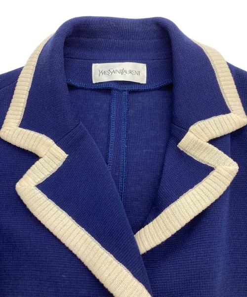 Yves Saint Laurent（イヴサンローラン）Yves Saint Laurent (イヴサンローラン) [古着]ロゴ金釦 ニットジャケット ブルー サイズ:Mの古着・服飾アイテム