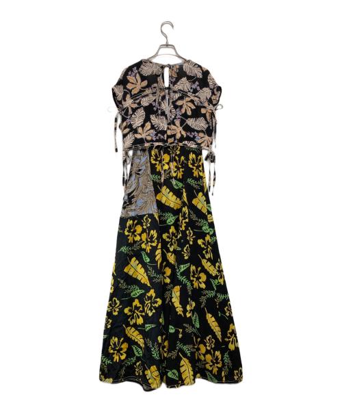 3.1 phillip lim（スリーワンフィリップリム）3.1 phillip lim (スリーワンフィリップリム) PATCHWORK LONG DRESS/花柄ワンピース ブラックの古着・服飾アイテム
