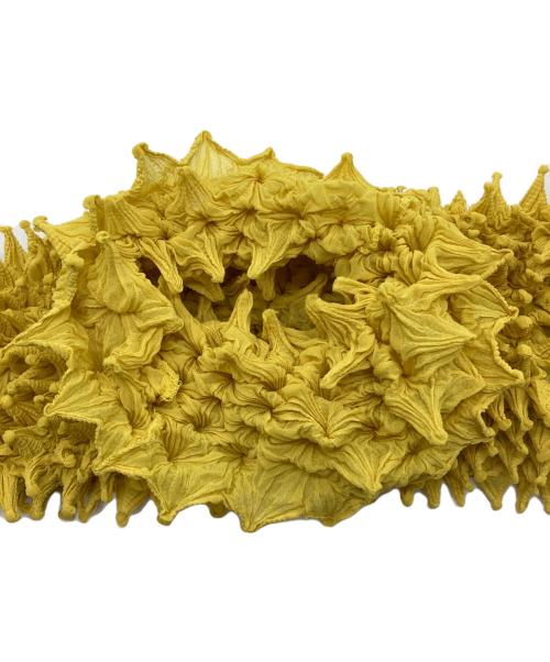 BUNZABURO（ブンザブロウ）BUNZABURO (ブンザブロウ) ツンツンのベルスリーブ スーパークロップドトップ シフォン イエロー サイズ:-の古着・服飾アイテム