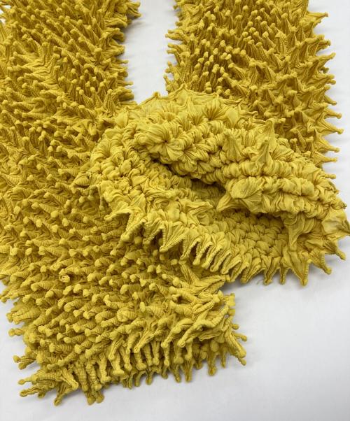 BUNZABURO（ブンザブロウ）BUNZABURO (ブンザブロウ) ツンツンのベルスリーブ スーパークロップドトップ シフォン イエロー サイズ:-の古着・服飾アイテム