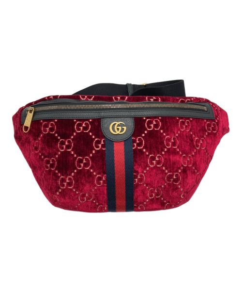 GUCCI（グッチ）GUCCI (グッチ) シェリーライン GGベルベット ボディバッグ ワインレッドの古着・服飾アイテム