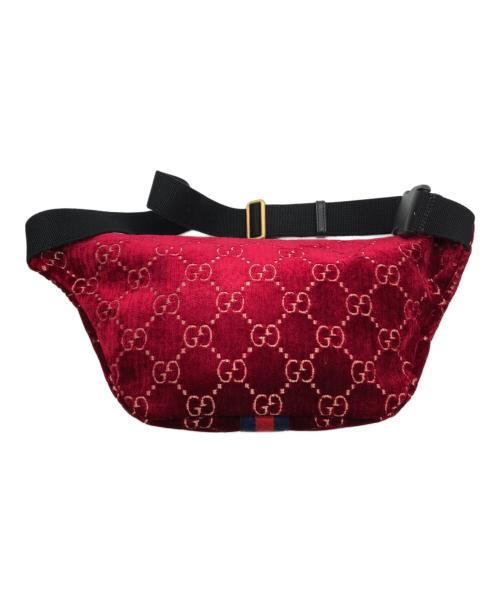 GUCCI（グッチ）GUCCI (グッチ) シェリーライン GGベルベット ボディバッグ ワインレッドの古着・服飾アイテム