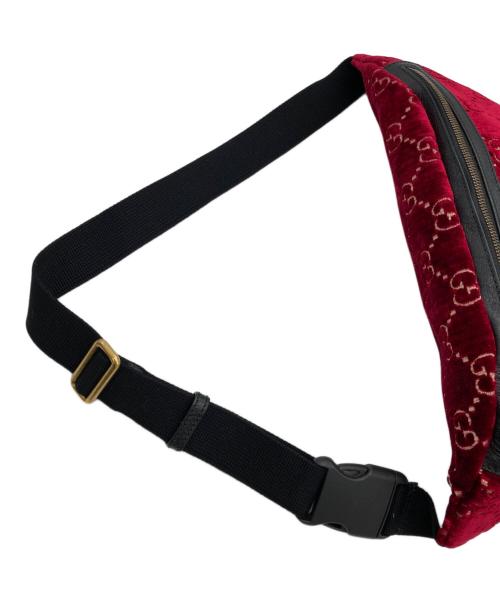 GUCCI（グッチ）GUCCI (グッチ) シェリーライン GGベルベット ボディバッグ ワインレッドの古着・服飾アイテム