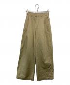 CLOTH&CROSSクロスアンドクロス）の古着「タックワイドパンツ」｜ベージュ
