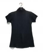 ISSEY MIYAKEイッセイミヤケ）の古着「プリーツ半袖カットソー」｜ブラック