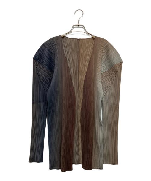 PLEATS PLEASE（プリーツプリーズ）PLEATS PLEASE (プリーツプリーズ) プリーツグラデーションカーディガン ベージュ サイズ:4の古着・服飾アイテム