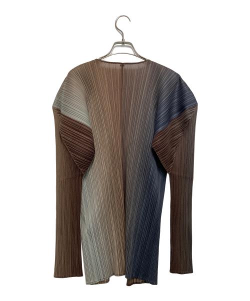PLEATS PLEASE（プリーツプリーズ）PLEATS PLEASE (プリーツプリーズ) プリーツグラデーションカーディガン ベージュ サイズ:4の古着・服飾アイテム