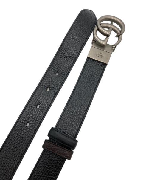 GUCCI（グッチ）GUCCI (グッチ) ダブルG リバーシブル スリムベルト ブラック×ブラウン サイズ:90・36の古着・服飾アイテム