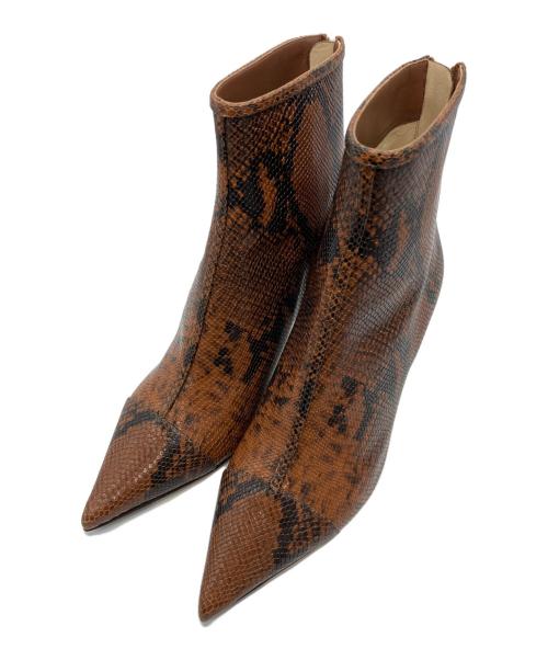 JIMMY CHOO（ジミーチュウ）JIMMY CHOO (ジミーチュウ) KIX 65 パイソンプリントブーツ ブラウン サイズ:36½の古着・服飾アイテム