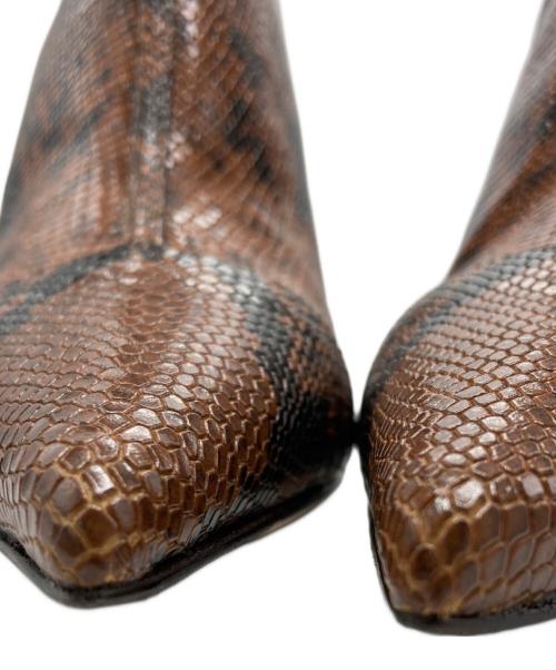 JIMMY CHOO（ジミーチュウ）JIMMY CHOO (ジミーチュウ) KIX 65 パイソンプリントブーツ ブラウン サイズ:36½の古着・服飾アイテム