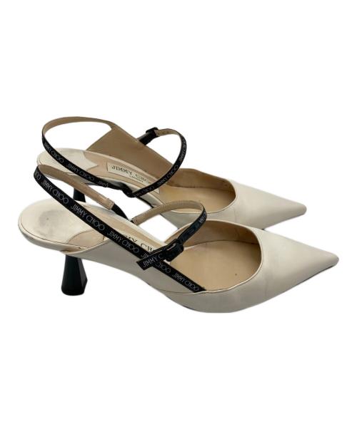 JIMMY CHOO（ジミーチュウ）JIMMY CHOO (ジミーチュウ) ロゴストラップパンプス ベージュ サイズ:36½の古着・服飾アイテム