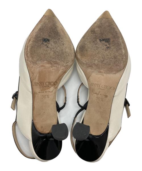 JIMMY CHOO（ジミーチュウ）JIMMY CHOO (ジミーチュウ) ロゴストラップパンプス ベージュ サイズ:36½の古着・服飾アイテム