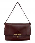 CELINEセリーヌ）の古着「クラスプ フォールドオーバー ショルダーバッグ」｜ボルドー