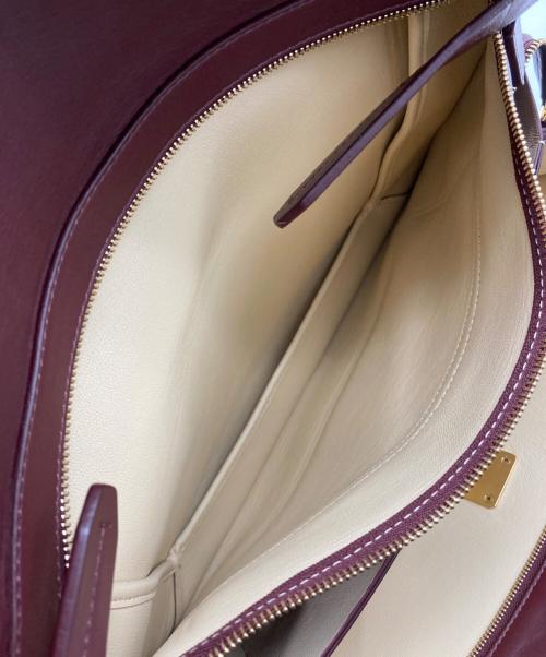 CELINE（セリーヌ）CELINE (セリーヌ) クラスプ フォールドオーバー ショルダーバッグ ボルドーの古着・服飾アイテム