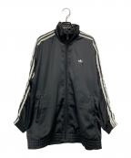 adidasアディダス）の古着「サテン ファイヤーバード トラックトップ フリル スリーストライプス」｜ブラック