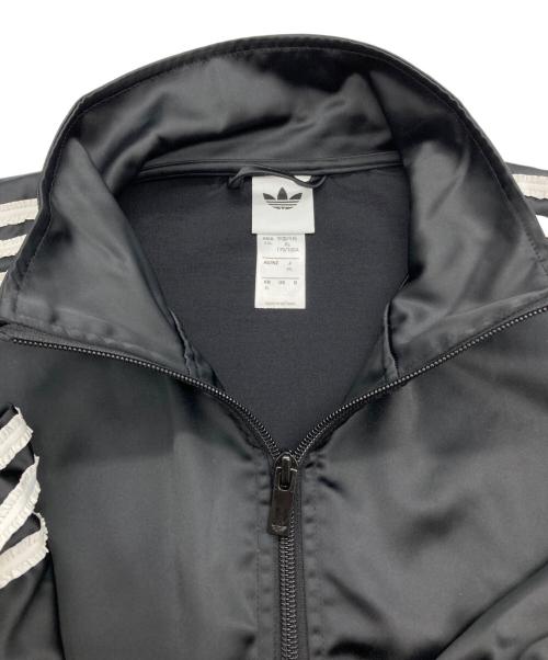adidas（アディダス）adidas (アディダス) サテン ファイヤーバード トラックトップ フリル スリーストライプス ブラック サイズ:XLの古着・服飾アイテム