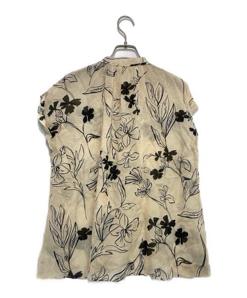 BALLSEY（ボールジィ）BALLSEY (ボールジィ) ワイルドフラワープリント バンドカラーブラウス ベージュ サイズ:36の古着・服飾アイテム
