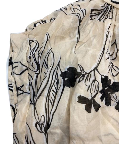 BALLSEY（ボールジィ）BALLSEY (ボールジィ) ワイルドフラワープリント バンドカラーブラウス ベージュ サイズ:36の古着・服飾アイテム