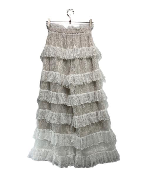 Belle vintage（ベル ヴィンテージ）BELLE VINTAGE (ベル ヴィンテージ) 総レースティアードセミワイドパンツ ホワイトの古着・服飾アイテム