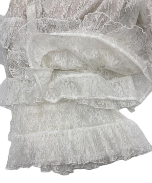 Belle vintage（ベル ヴィンテージ）BELLE VINTAGE (ベル ヴィンテージ) 総レースティアードセミワイドパンツ ホワイトの古着・服飾アイテム