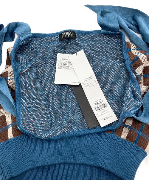 PAMEO POSE（パメオポーズ）PAMEO POSE (パメオポーズ) Plaid Knit Bustier ブルー×ブラウン サイズ:F 未使用品の古着・服飾アイテム