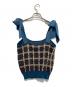 PAMEO POSE (パメオポーズ) Plaid Knit Bustier ブルー×ブラウン サイズ:F 未使用品：4000円