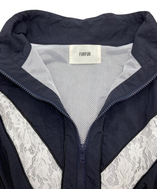 furfur（ファーファー）FURFUR (ファーファー) レースコンビトラックブルゾン ネイビー サイズ:Fの古着・服飾アイテム