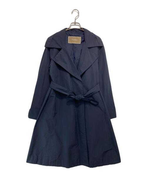 MaxMara city（マックスマーラシティー）MaxMara CITY (マックスマーラシティー) ベルテッドコート ネイビー サイズ:36の古着・服飾アイテム