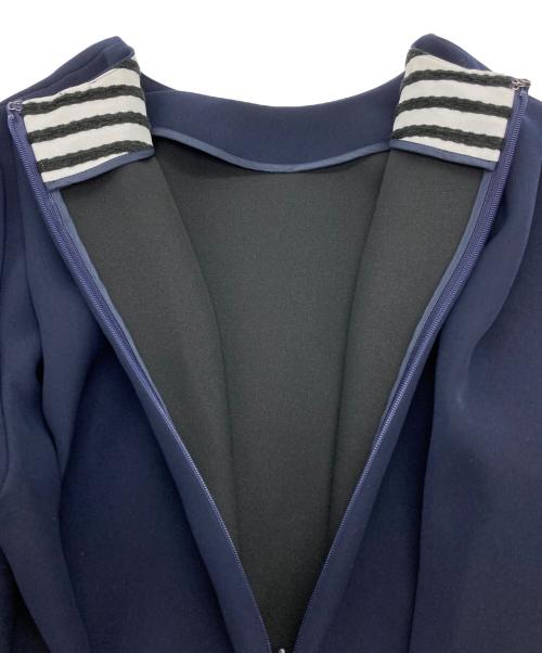 BORDERS at BALCONY（ボーダーズアットバルコニー）BORDERS AT BALCONY (ボーダーズアットバルコニー) ボーダーズアットバルコニー バックギャザーブラウス ネイビー サイズ:38の古着・服飾アイテム