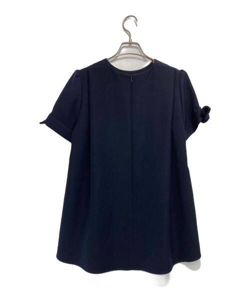 BORDERS at BALCONY（ボーダーズアットバルコニー）BORDERS AT BALCONY (ボーダーズアットバルコニー) ボーダーズアットバルコニー リボンスリーブバックタック ブラウス ネイビー サイズ:38の古着・服飾アイテム