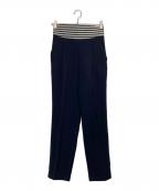 BORDERS at BALCONYボーダーズアットバルコニー）の古着「HIGH-RISE TUCK PANTS」｜ネイビー
