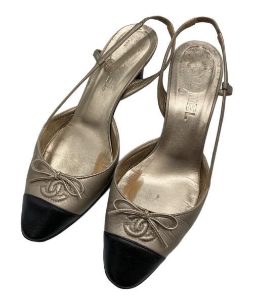 CHANEL（シャネル）CHANEL (シャネル) ココマークバイカラーサンダル ベージュ×ブラック サイズ:38の古着・服飾アイテム
