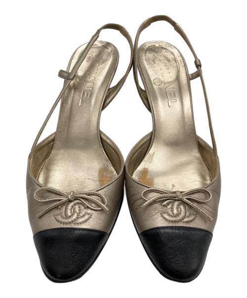 CHANEL（シャネル）CHANEL (シャネル) ココマークバイカラーサンダル ベージュ×ブラック サイズ:38の古着・服飾アイテム