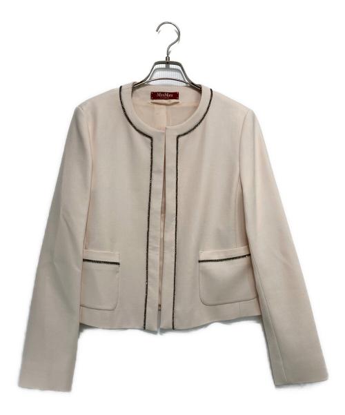 Max Mara Studio（マックスマーラ ストゥディオ）MAX MARA STUDIO (マックスマーラ ストゥディオ) 装飾ノーカラージャケット ピンク サイズ:38（160A/84A）の古着・服飾アイテム