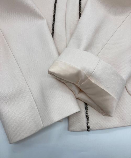 Max Mara Studio（マックスマーラ ストゥディオ）MAX MARA STUDIO (マックスマーラ ストゥディオ) 装飾ノーカラージャケット ピンク サイズ:38（160A/84A）の古着・服飾アイテム