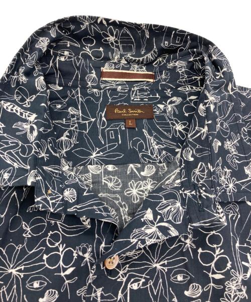 Paul Smith COLLECTION（ポールスミス コレクション）Paul Smith COLLECTION (ポールスミス コレクション) エッチングインザサンプリント半袖シャツ ネイビー サイズ:Lの古着・服飾アイテム