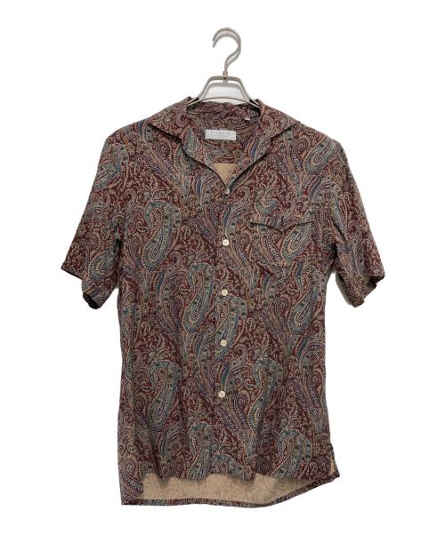Pilgrim（ピルグリム）Pilgrim (ピルグリム) レーヨンキュプラシルク オープンカラーシャツ ブラウン サイズ:Sの古着・服飾アイテム