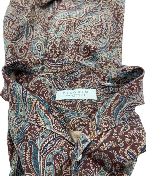 Pilgrim（ピルグリム）Pilgrim (ピルグリム) レーヨンキュプラシルク オープンカラーシャツ ブラウン サイズ:Sの古着・服飾アイテム