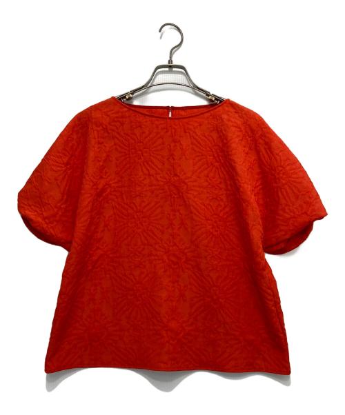BALLSEY（ボールジィ）BALLSEY (ボールジィ) フラワージャカード ツイストスリーブブラウス オレンジ サイズ:36の古着・服飾アイテム