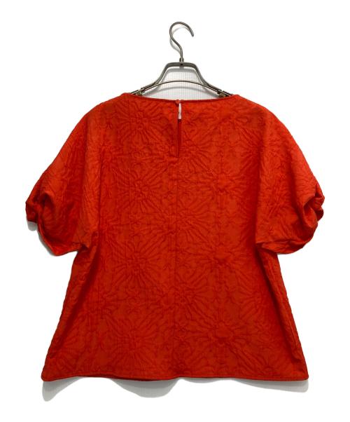 BALLSEY（ボールジィ）BALLSEY (ボールジィ) フラワージャカード ツイストスリーブブラウス オレンジ サイズ:36の古着・服飾アイテム