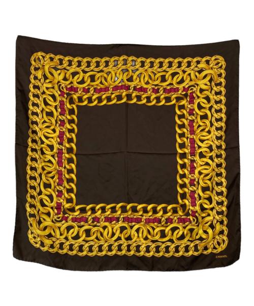 CHANEL（シャネル）CHANEL (シャネル) ココマーク チェーン柄スカーフ ブラウンの古着・服飾アイテム