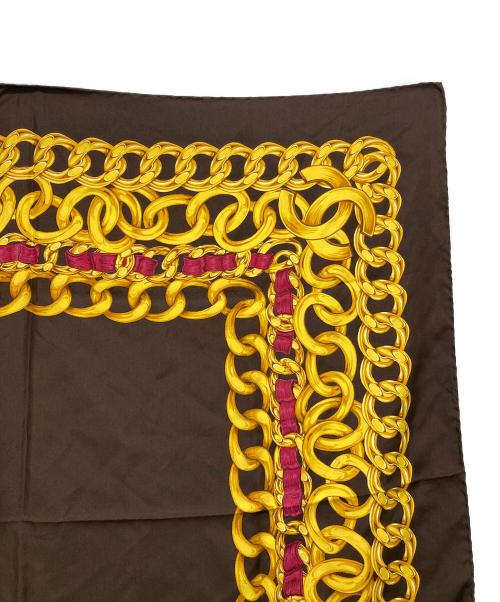 CHANEL（シャネル）CHANEL (シャネル) ココマーク チェーン柄スカーフ ブラウンの古着・服飾アイテム