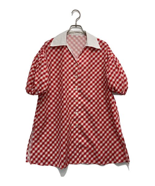 rosy monster（ロージーモンスター）rosy monster (ロージーモンスター) ギンガムチェックパフスリーブブラウス ブルー サイズ:Fの古着・服飾アイテム