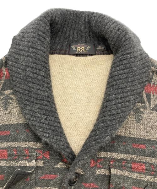 RRL（ダブルアールエル）RRL (ダブルアールエル) ネイティブ柄ショールカラースウェットジャケット グレー サイズ:XLの古着・服飾アイテム