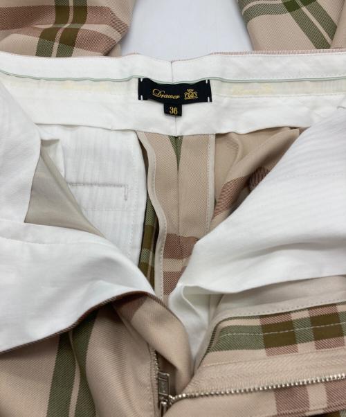 DRAWER（ドゥロワー）DRAWER (ドゥロワー) チェックパンツ ベージュ サイズ:36の古着・服飾アイテム