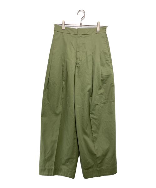 DRAWER（ドゥロワー）DRAWER (ドゥロワー) バックギャザータックパンツ グリーン サイズ:36の古着・服飾アイテム