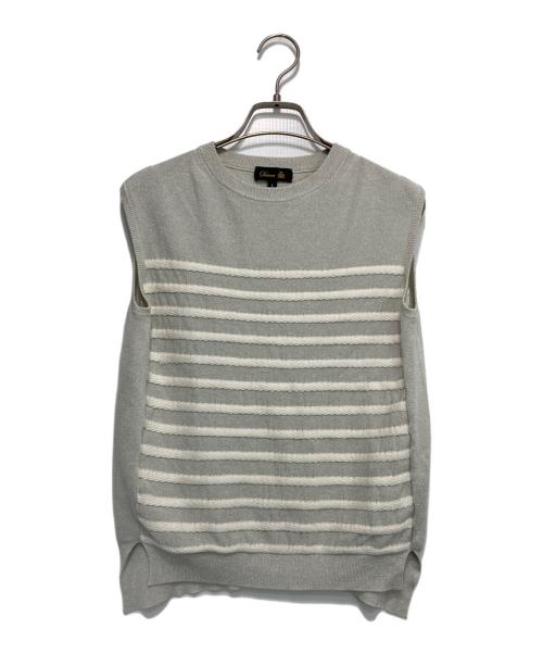 DRAWER（ドゥロワー）DRAWER (ドゥロワー) ラメ コンビ ボーダーニット グレー サイズ:1の古着・服飾アイテム