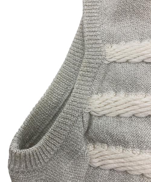 DRAWER（ドゥロワー）DRAWER (ドゥロワー) ラメ コンビ ボーダーニット グレー サイズ:1の古着・服飾アイテム