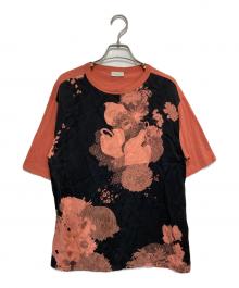 DRIES VAN NOTEN（ドリスヴァンノッテン）の古着「シルク切替カットソー」｜オレンジ×ブラック