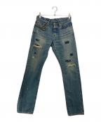 Hysteric Glamourヒステリックグラマー）の古着「スクエアウインドウリメイク スリムストレートデニムパンツ」｜インディゴ